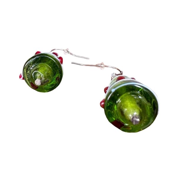 Christmas Tree Earrings Handmade Hand Painted Glass Hook New Festive One… - Picture 12 of 12
